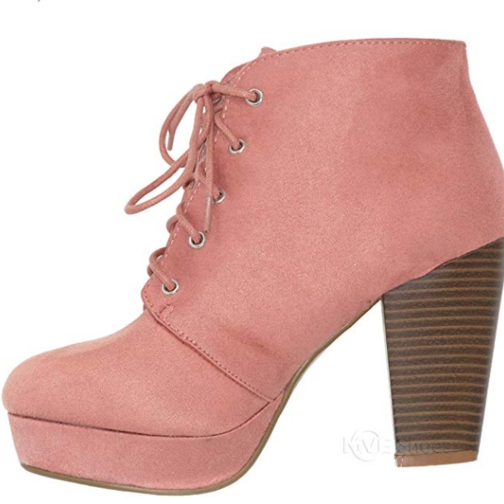 GARLAND Peachy Pink Heeled Ankle Booties - Picture 5 of 7